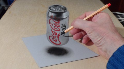 How to draw a 3D levitating Coca-Cola can