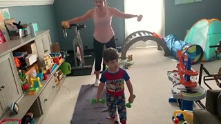 Grant working out with mommy