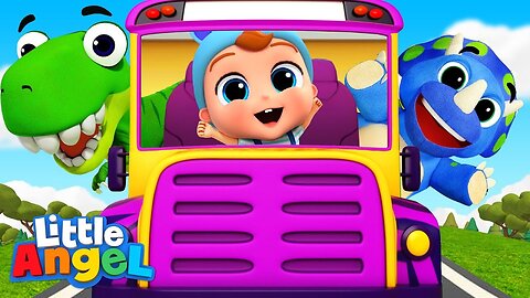 Wheels On The Dinosaur Bus Song | Little Angel Kids Songs & Nursery Rhymes