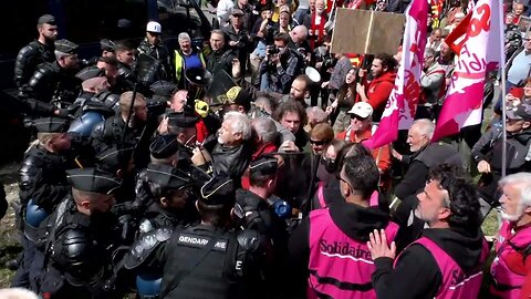 France: 'He thinks we are slaves!' - Protesters clash with police as Macron visits Castle of Joux