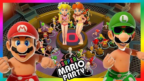 Super Mario Party - It's the Pits Minigame - Mario Peach VS Luigi Daisy