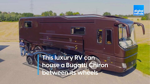 This luxury RV can house a Bugatti Chiron between its wheels