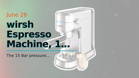 wirsh Espresso Machine, 15 Bar Espresso Maker with Commercial Steamer for Latte and Cappuccino,...