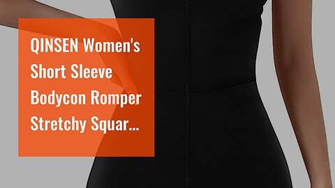 QINSEN Women's Short Sleeve Bodycon Romper Stretchy Square Neck