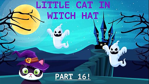 Little Cat in Witch Hat Cartoon - Halloween Trick or Treat - Happy Halloween Kids Cartoon