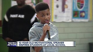 12-year-old motivational speaker inspires students at local school