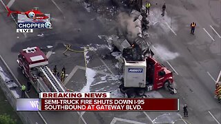 Deadly, fiery crash involving 2 semis on I-95 in Boynton Beach
