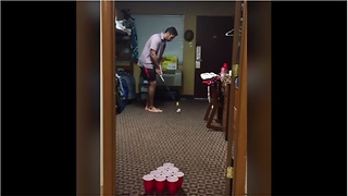 Compilation of ping pong trick shots with a golf club