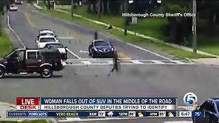 Police seek woman after video shows her falling out of SUV in Florida