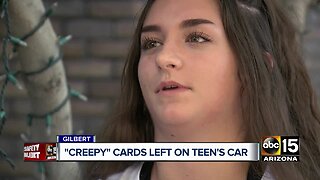 Creepy business cards left on teen's car