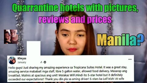 BEST QUARANTINE HOTELS RECOMMENDED BY FILIPINOS WHO ARRIVED IN THE PHILIPPINES FROM 1500 & UP