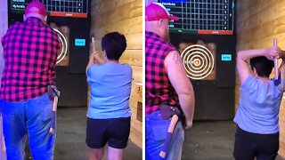 Grandma gets bullseye on first ever axe throw