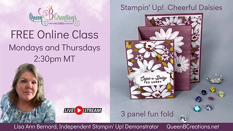 👑 Stampin' Up! Cheerful Daisies 3 panel fun fold card