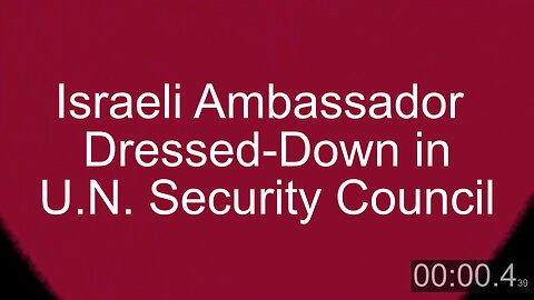 Israeli Ambassador Dressed-Down in U.N. Security Council