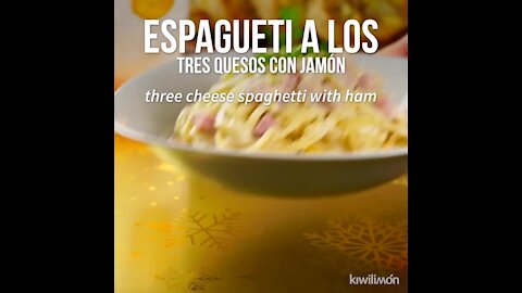 Spaghetti with Three Cheeses with Ham