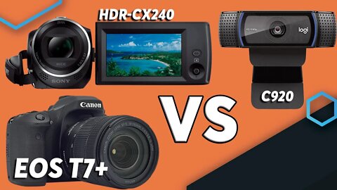 COMPARATIVO WEBCAM vs CÂMERA PROFISSIONAL vs HANDYCAM para livestream (C920 vs T7+ vs HDR-CX240)