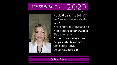 LIVE Os transtornos alimentares em pacientes bariátricos com Tatiana Ossola.