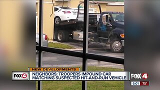 Neighbors say troopers impounded car matching hit-and-run description
