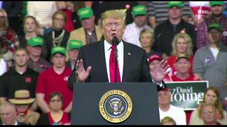 President Trump talks trade deals and military strength in Council Bluffs