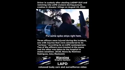 Stole LADWP SUV and rammed into LAPD on August 10, 2023 #BackTheBlue One officer seriously injured.