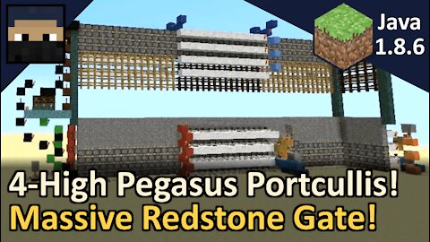 4-High Pegasus Portcullis Piston Gate! Minecraft Java 1.8.6! Tyruswoo Minecraft