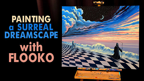 Painting a surreal DREAMSCAPE with Flooko (Acrylic painting time lapse)