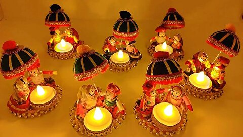 Rajasthani Raja Rani Puppet/Dolls Decorative Tealight Candle Holder