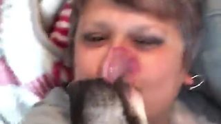 Dog can't stop kissing owner after month apart