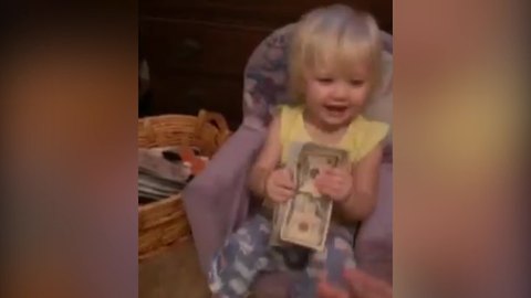 Hilarious Toddler Girl Loves Money