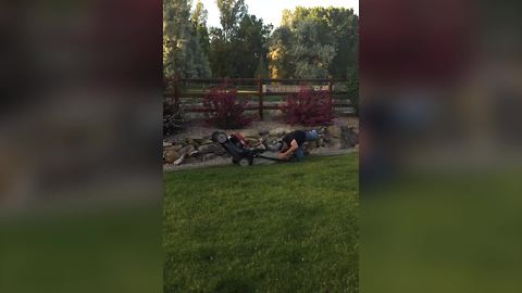 A Man Fails In Lawn Mowing