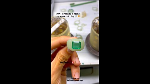 Making a custom hand made solid heavy gold 14K signet mens emerald Engagement ring 4.24 carat