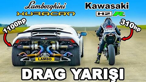 Lamborghini Huracan Turbo vs Kawasaki H2R: DRAG RACE