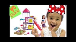 Toddler Stella Plays with Friends Barbie and Little Skipper Climb Explore Playground