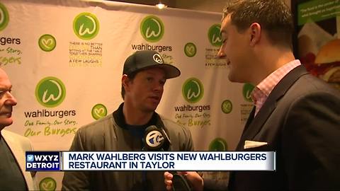 Mark Wahlberg visits new Wahlburgers restaurant in Taylor