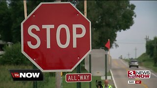 Stop signs put up at 84th and Platteview Road intersection