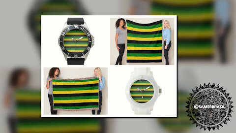 FLEECE BLANKET, BLACK GREEN YELLOW. SAMER BRASIL (ZAZZLE)