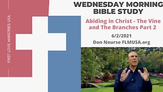 Abiding in Christ The Vine & Branches 2 - Bible Study | Don Nourse - FLMUSA 6/2/2021