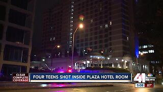 Four teens shot inside plaza hotel room