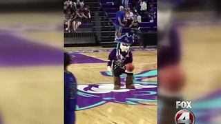 FSW mascot makes half-court shot, backwards