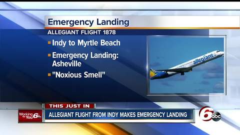 'Noxious smell' forces Allegiant Airlines flight out of Indianapolis to make emergency landing