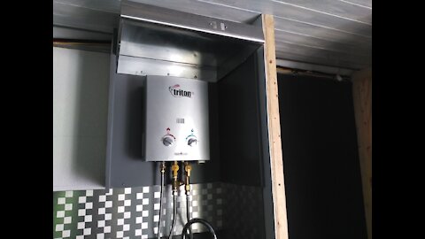 E11 – Camp Chef Triton Portable Water Heater - Cargo Trailer Conversion To Travel Trailer