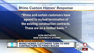 Rhino customers turn to new contractors to finish homes