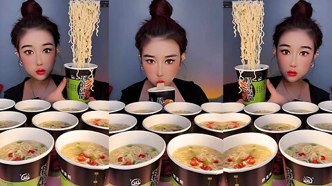 ASMR Eating 10 Small Cups Noodles Eating Challenge | Tonkotsu Ramen Eating