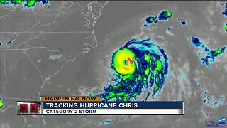 Chris strengthens to Category 2 Hurricane with 105 MPH winds