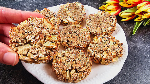 Just 3 ingredients! Diet Oatmeal Apple Cookies! Healthy dessert to lose weight!