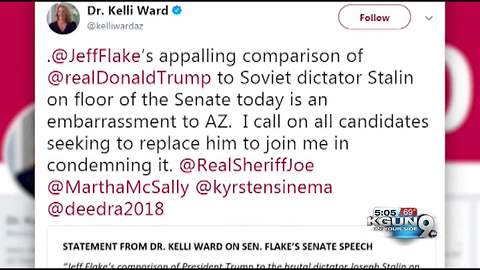 Kelli Ward calls Sen. Jeff Flake "an embarrassment to Arizona" in tweet