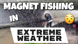 MAGNET FISHING in EXTREME WEATHER. Gale Force Winds and Snow.