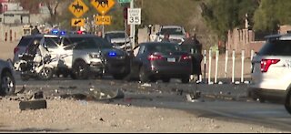 Vegas PD: 4-vehicle crash critically injures person, closes portion of Warm Springs Road