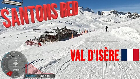 [4K] Skiing Val d'Isère, Santons & Fontaine Froide (Red) Full Top to Bottom, France, GoPro HERO11