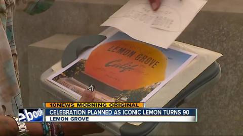Iconic Lemon Grove Lemon gets "face-peel" for 90th Birthday